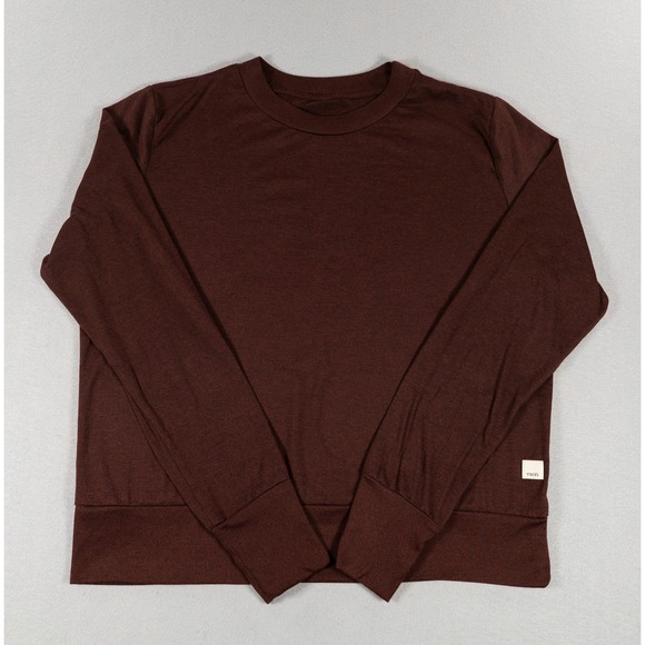 Vuori Tops - Vuori Long Sleeve Performance Crew Neck Top Mahogany Brown Heather Women Small